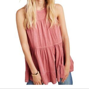 Anthropologie Georgia Tiered Babydoll Tunic Top Mauve Pink Sleeveless Si…